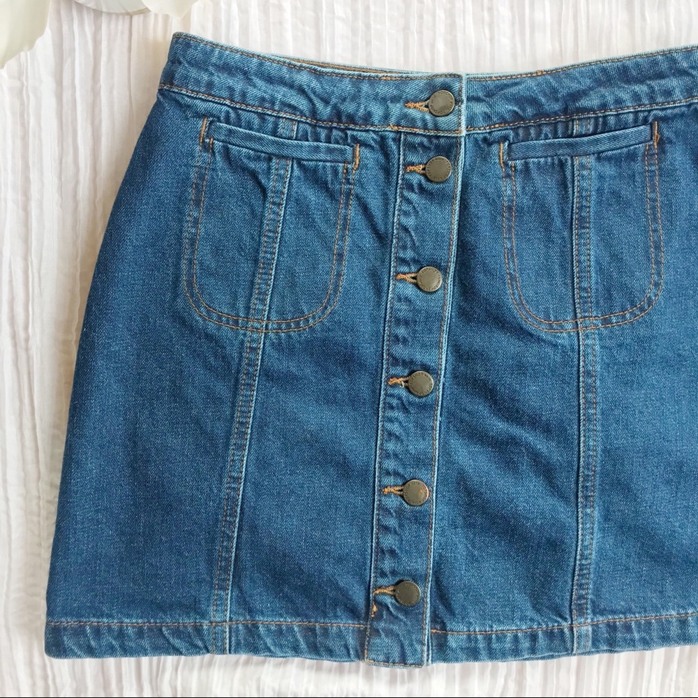 topshop moto denim skirt